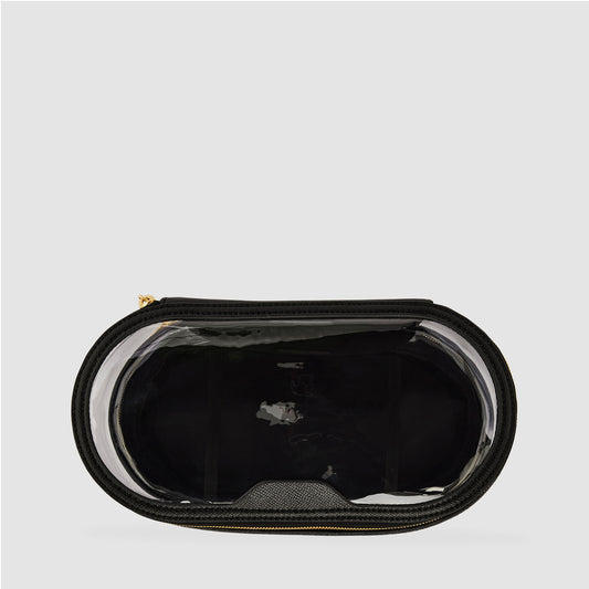 Essential Large Clear Travel Case Recycled Saffiano Black