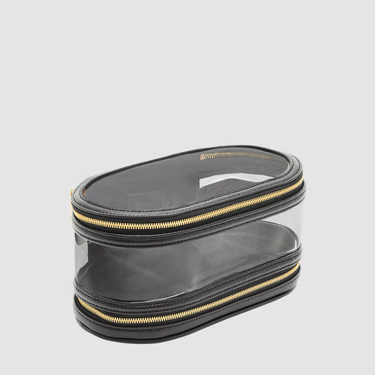 Essential Medium Clear Travel Case Recycled Saffiano Black