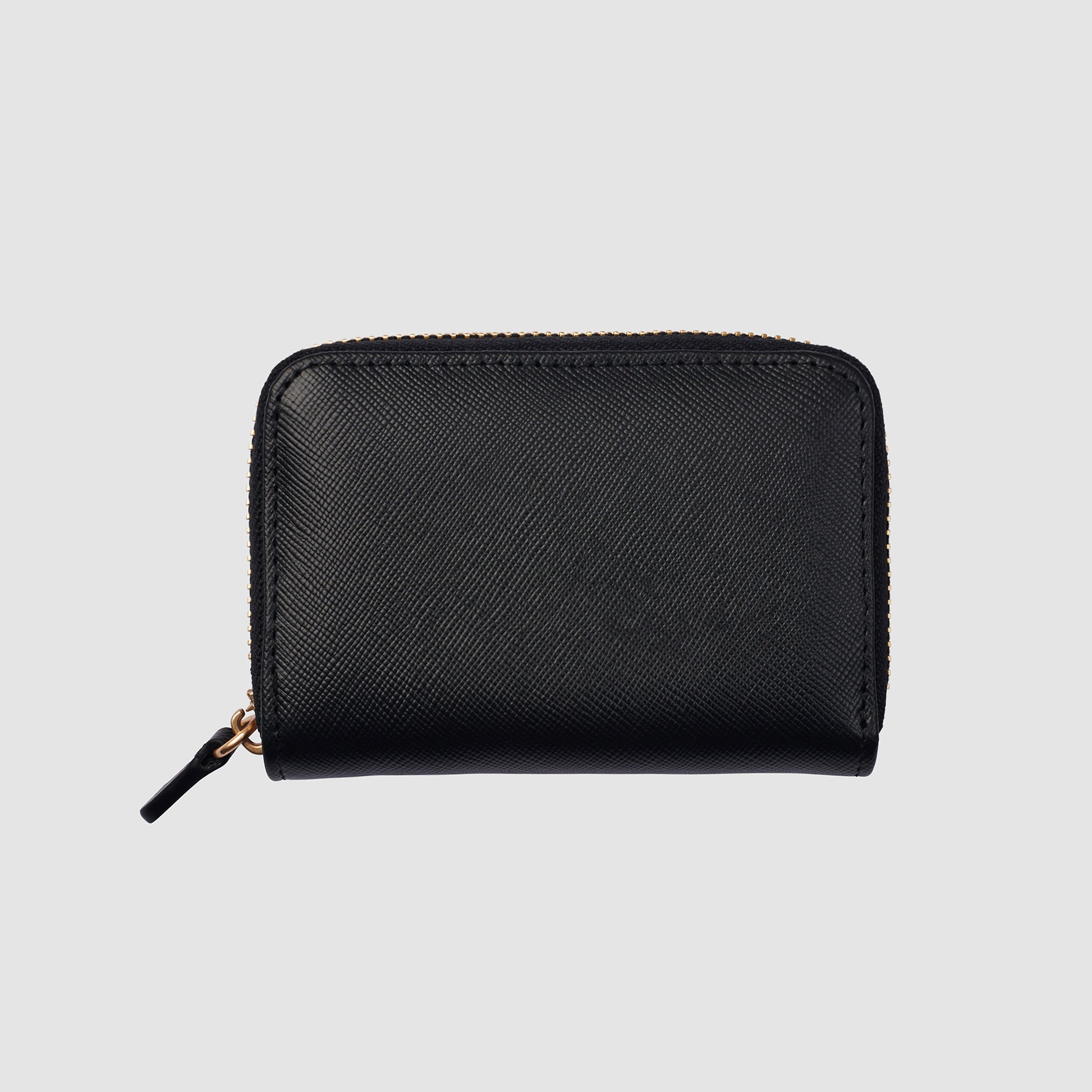 Personalised Small Zip Wallet Black Saffiano Leather with initials ...