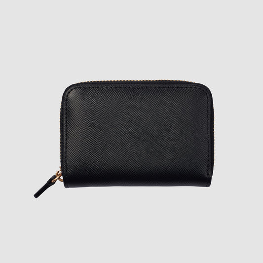 Small Zip Wallet Black Saffiano Leather
