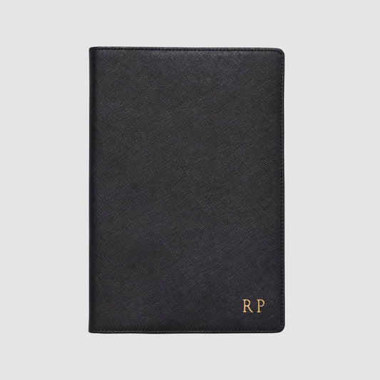 A5 Black Saffiano Leather Notebook Holder