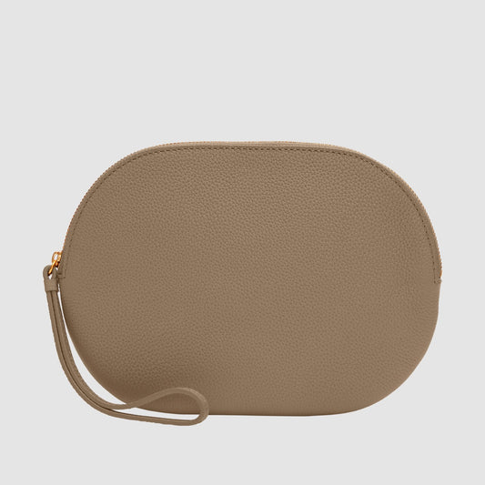 Olivia Large Oval Zip Pouch Sepia