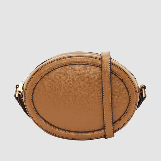 Essential Oval Crossbody Bag Recycled Saffiano Rich Tan