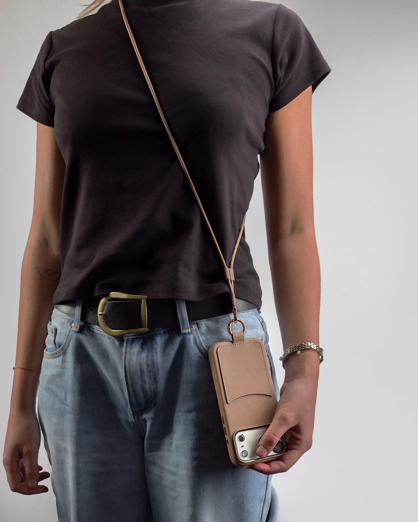 iPhone 17 Pro Max Case with Crossbody Strap Latte