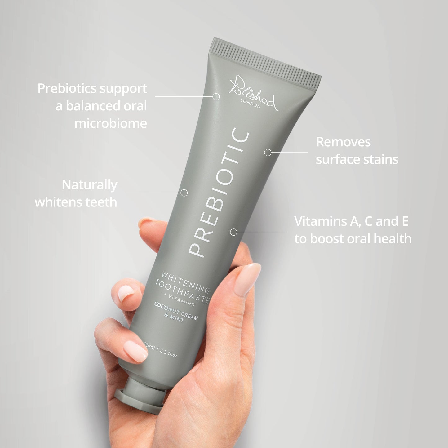 Prebiotic Whitening Toothpaste – Coconut Cream & Mint (75ML)