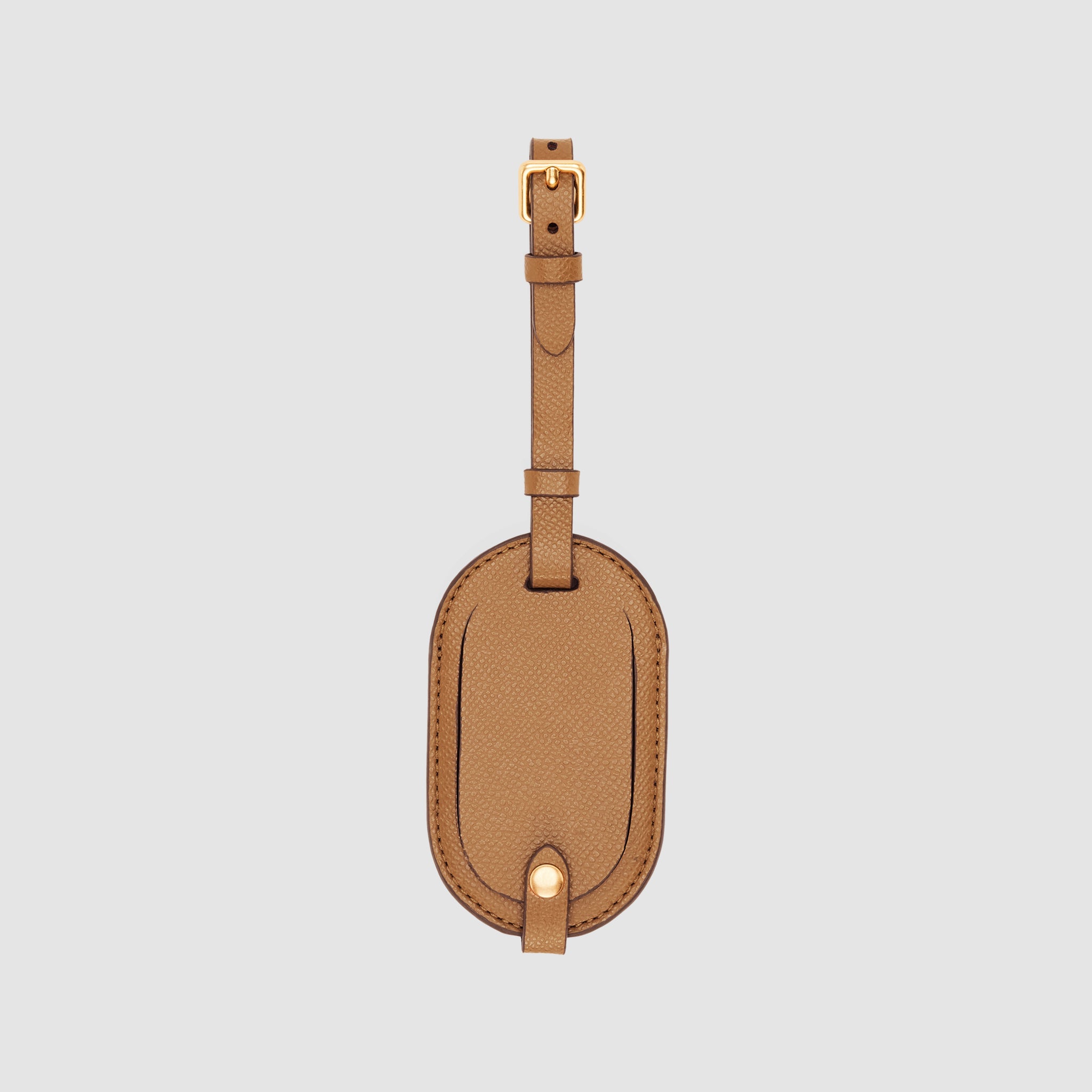 Personalised Essential Round Luggage Tag Recycled Saffiano Rich Tan ...
