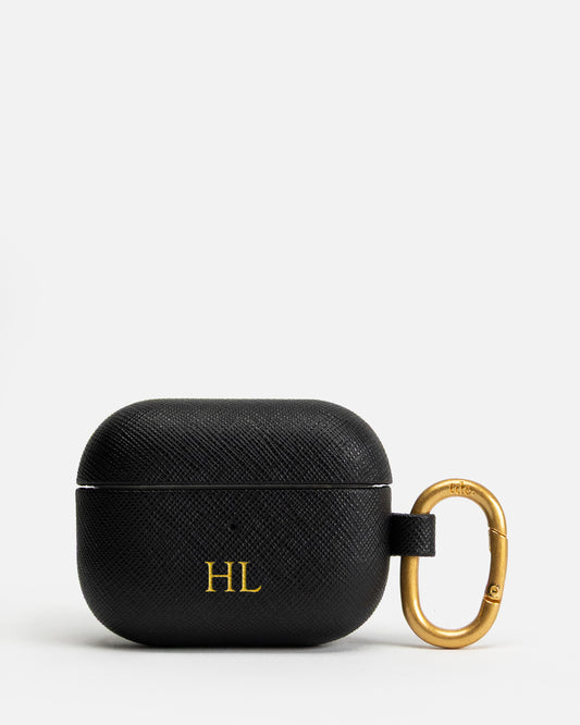 AirPods 2nd Gen Pro Saffiano Leather Case Black