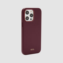 Personalised iPhone 15 Pro Max Vegan Case Burgundy with initials