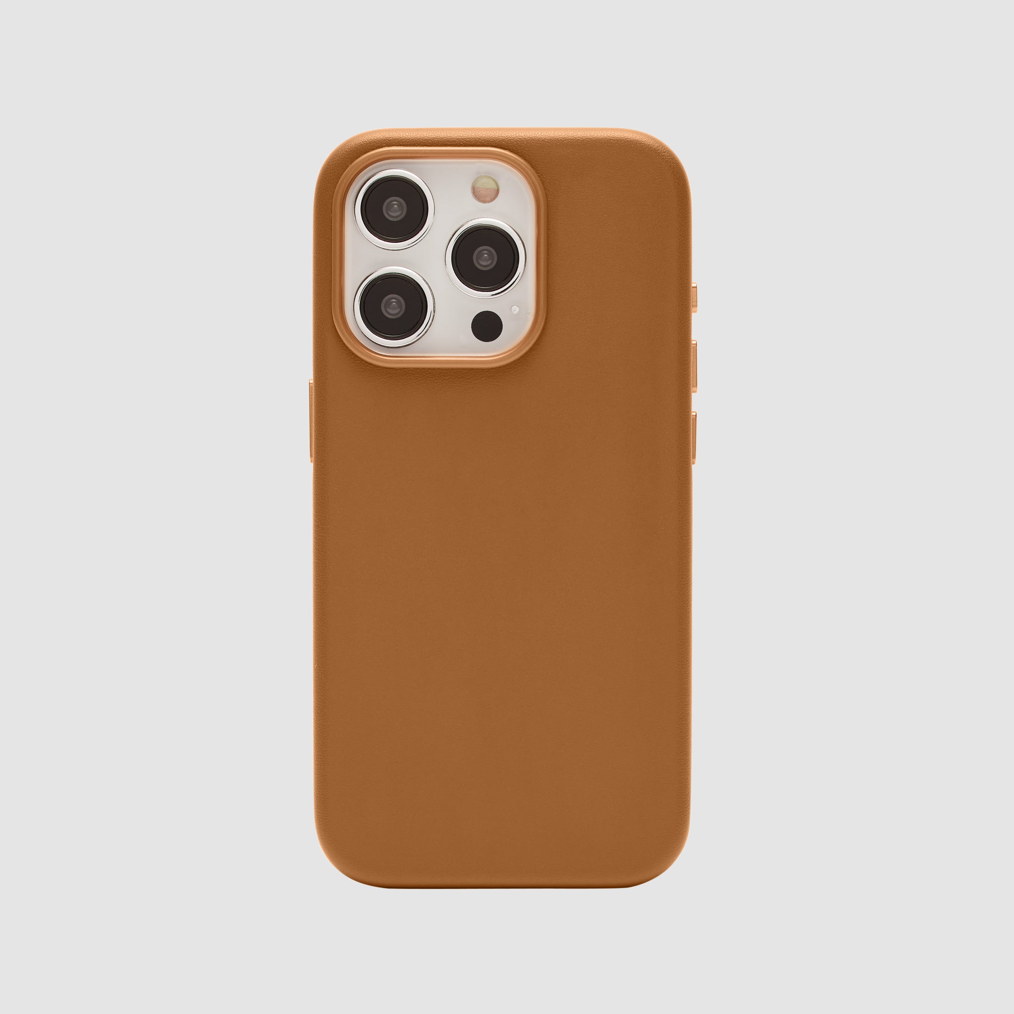 Personalised iPhone 15 Pro Vegan Case Dark Tan with initials tde