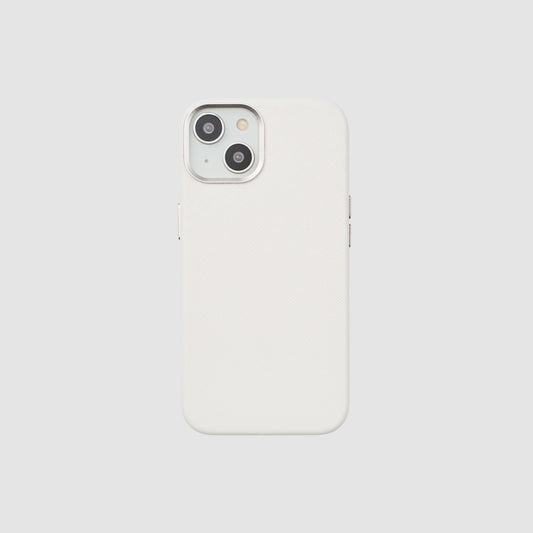 iPhone 14 Saffiano Leather Case Pure White
