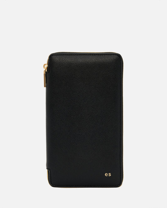 Essential Zip Travel Wallet Recycled Saffiano Black