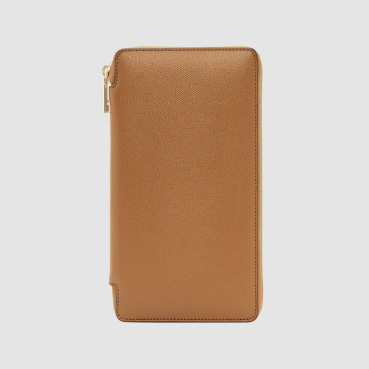 Essential Zip Travel Wallet Recycled Saffiano Rich Tan