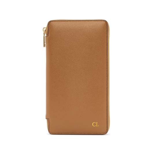 Essential Zip Travel Wallet Recycled Saffiano Rich Tan