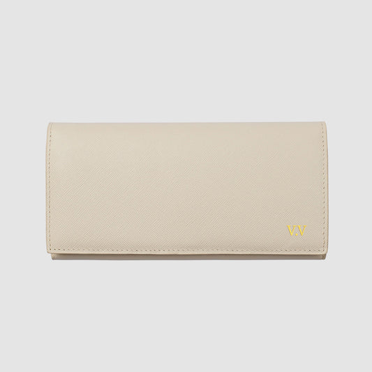 Landscape Wallet Cream Saffiano Leather