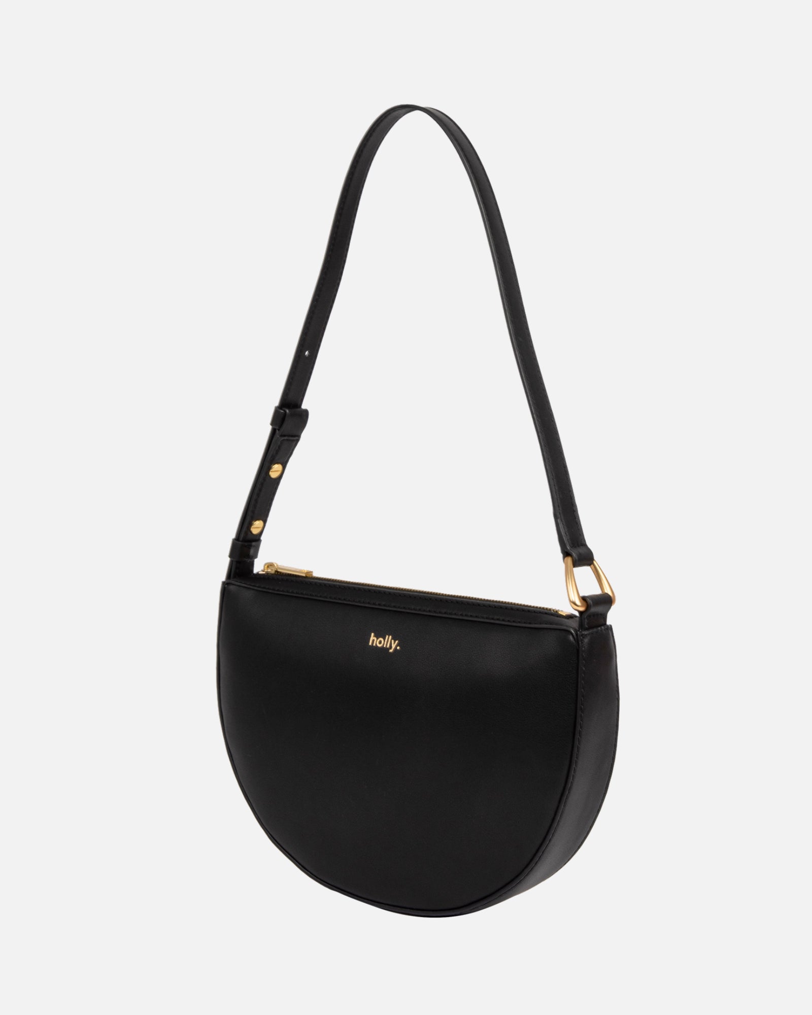 Personalised Timeless Zip Top Shoulder Bag Black – The Daily Edited