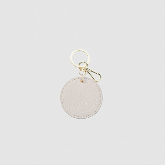 Cream Saffiano Leather Circle Keyring