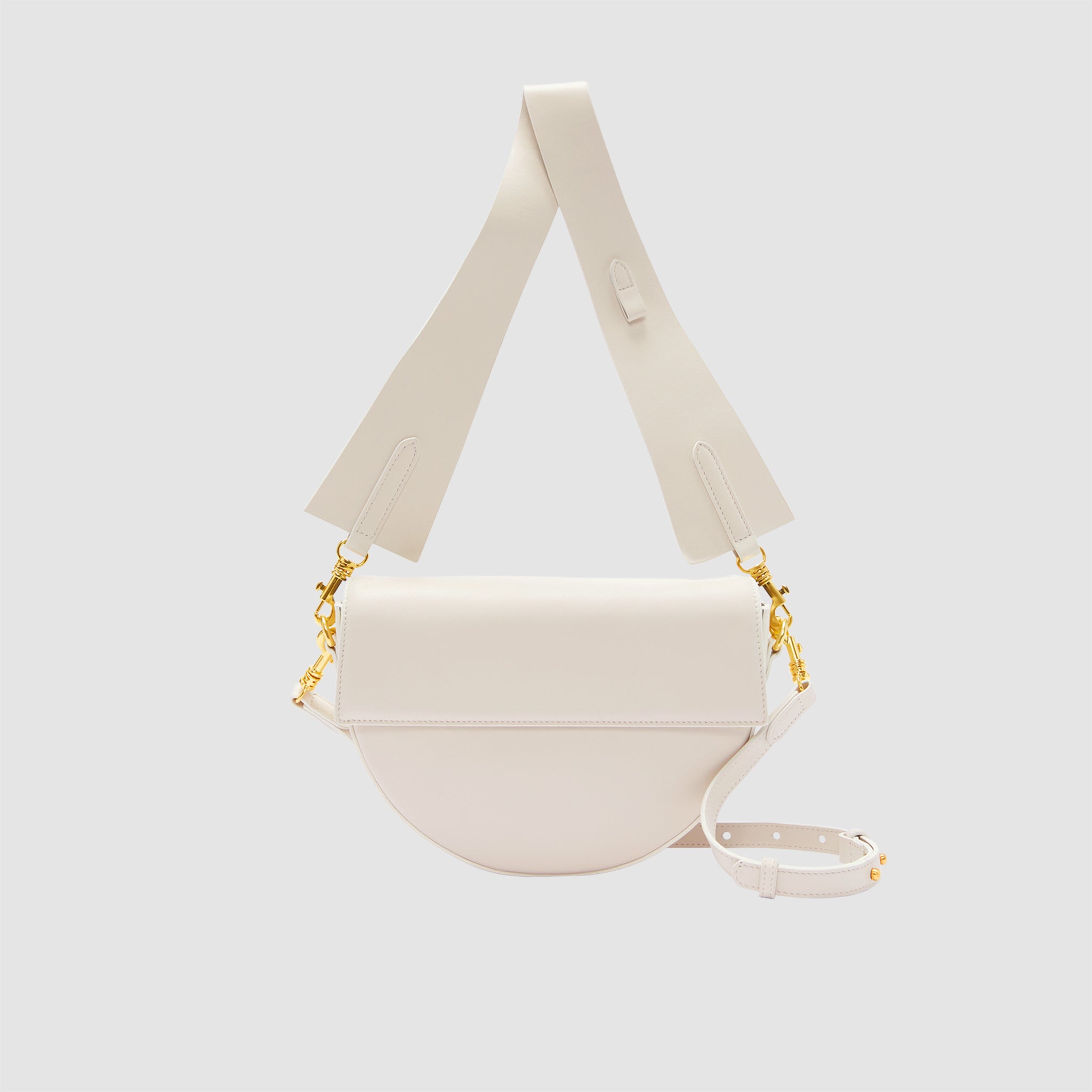 Personalised Crescent Day Bag Nappa Leather Cream with initials | tde ...