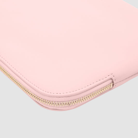 Crescent Large Zip Pouch Nappa Leather Chalk Pink