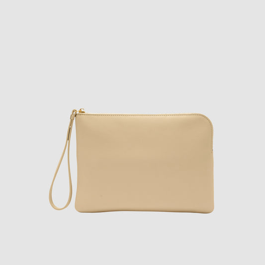 Crescent Large Zip Pouch Nappa Leather Sand