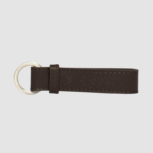 Espresso Saffiano Key Chain Silver
