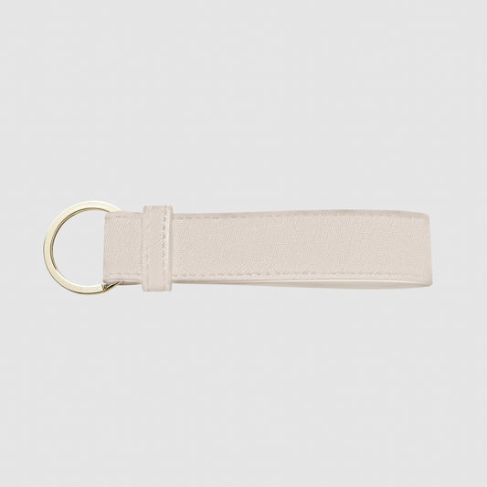 Cream Saffiano Leather Key Chain