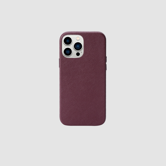 iPhone 13 Pro Max Burgundy Saffiano Leather Wrap Case