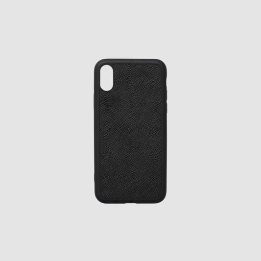 iPhone X / iPhone XS Black Saffiano Leather Case_1