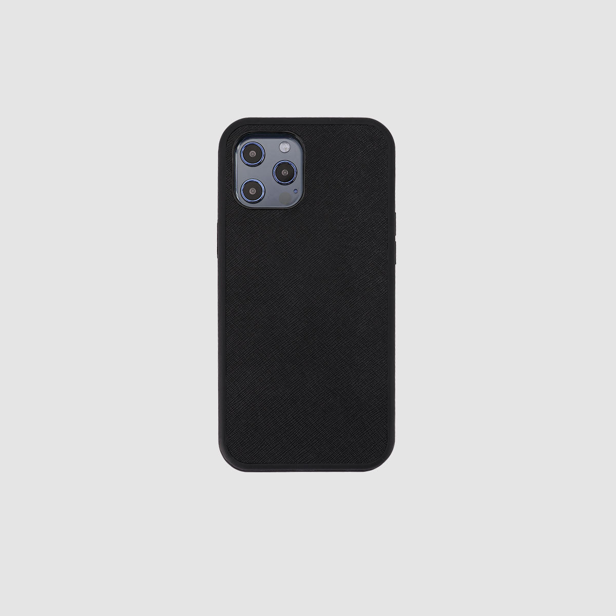Personalised iPhone 12 Pro Max Black Saffiano Leather Case with