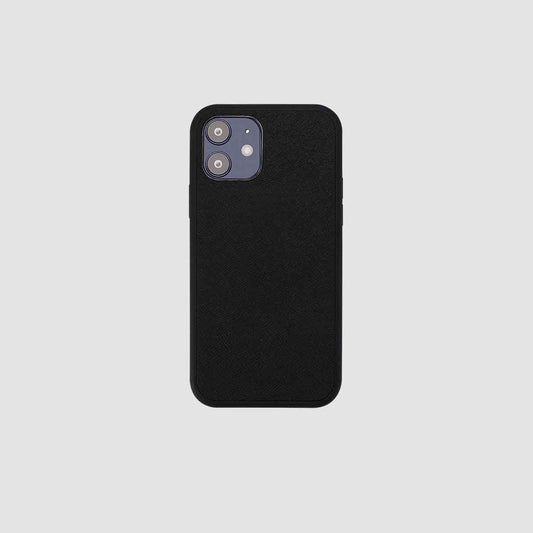 iPhone 12 Mini Black Saffiano Leather Case_1