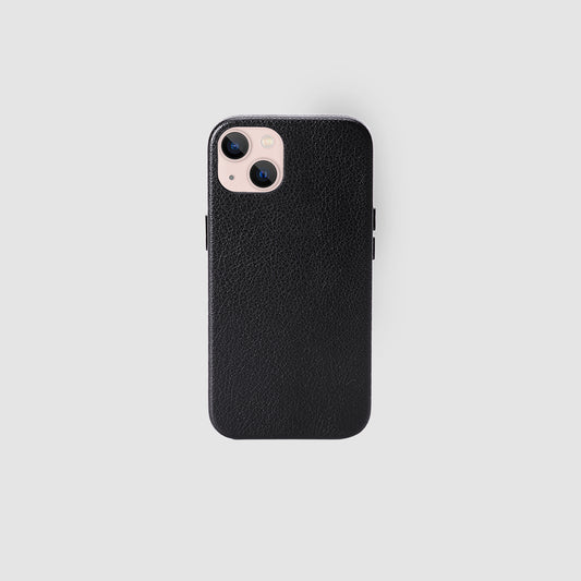 iPhone 13 Black Pebbled Leather Wrap Case_1