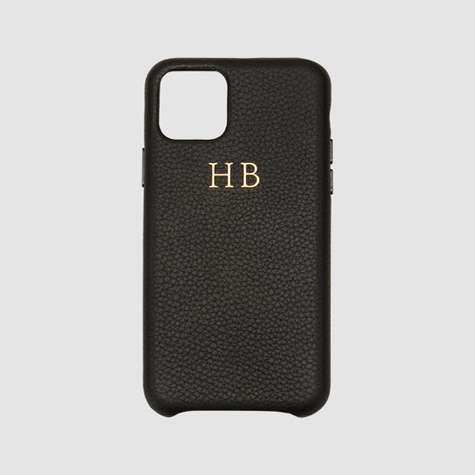 iPhone 11 Pro Black Pebbled Leather Wrap Case_2