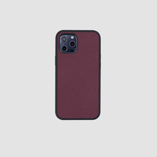 iPhone 12 Pro Max Burgundy Saffiano Leather Case_1
