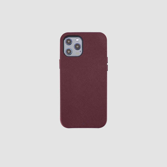iPhone 12 Mini Burgundy Saffiano Leather Wrap Case_1