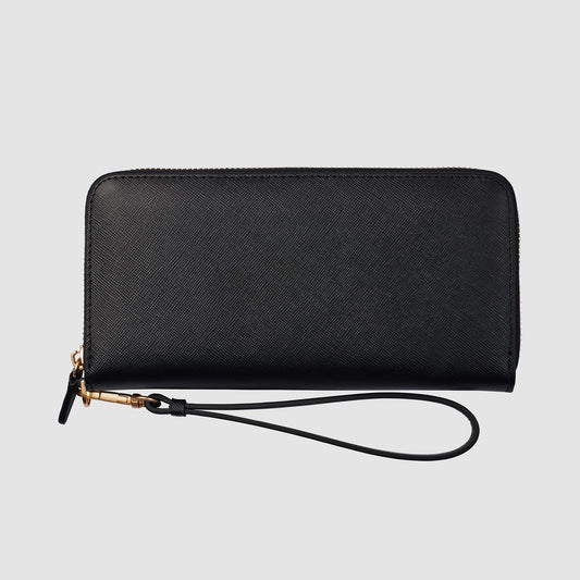 Continental Wallet with Wrist Strap Black Saffiano Leather