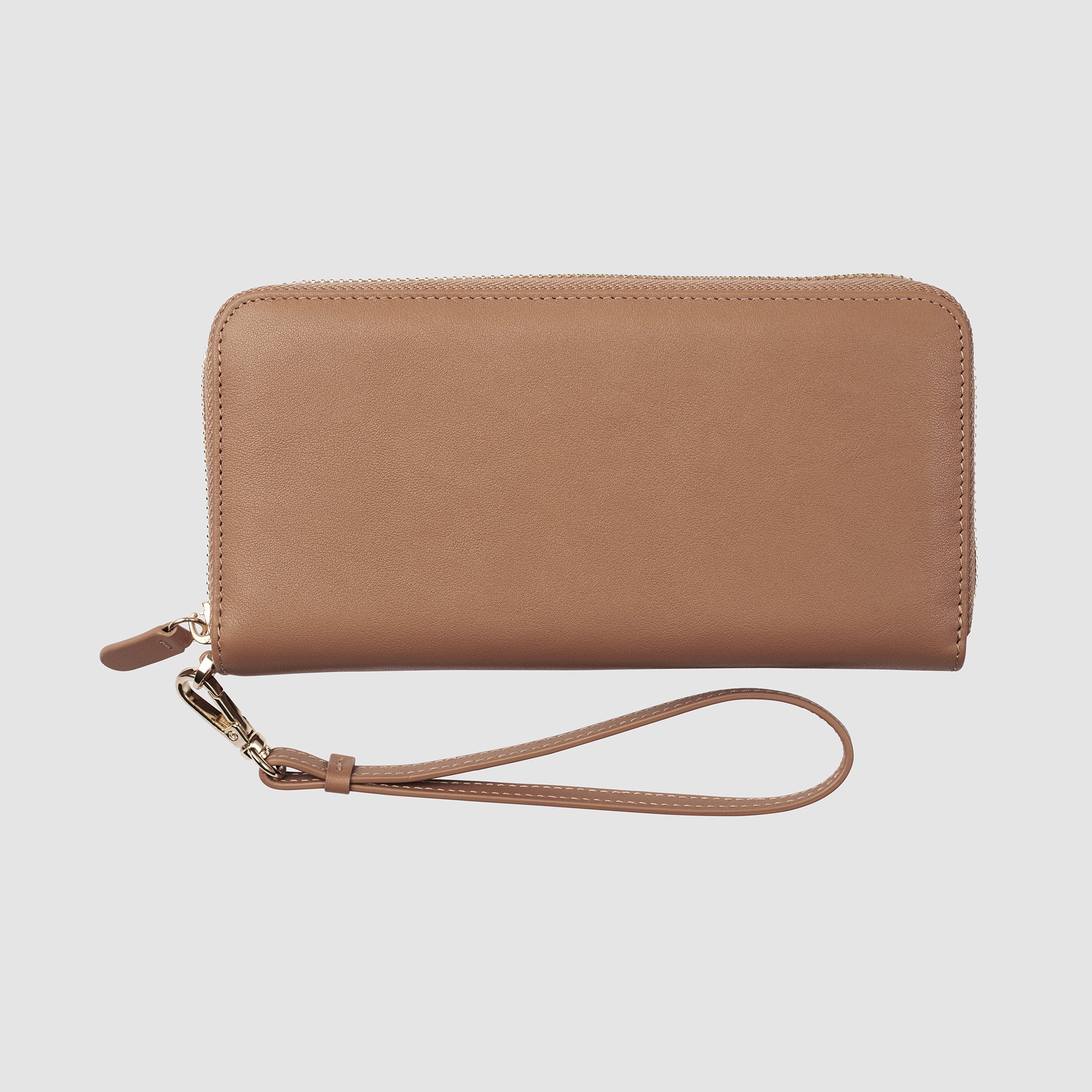 Personalised Crescent Continental Wallet Nappa Leather Rich Tan with ...