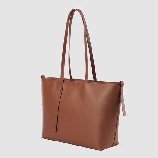 Daily Tote Chocolate Saffiano Leather