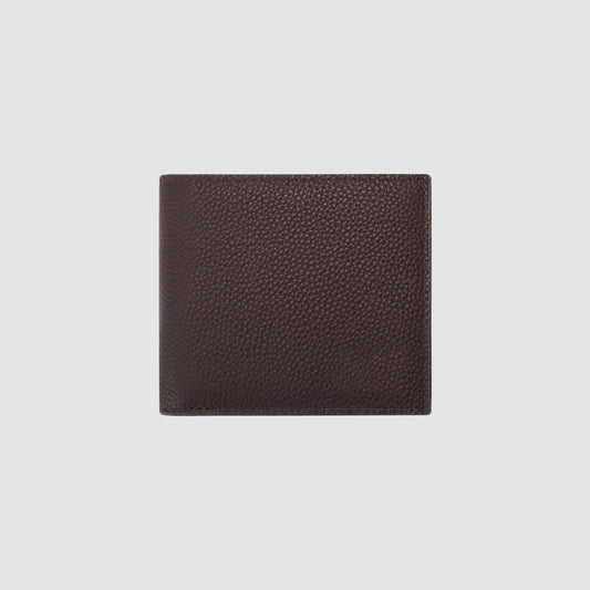 Espresso Pebbled Leather Bi Fold Coin Wallet_1