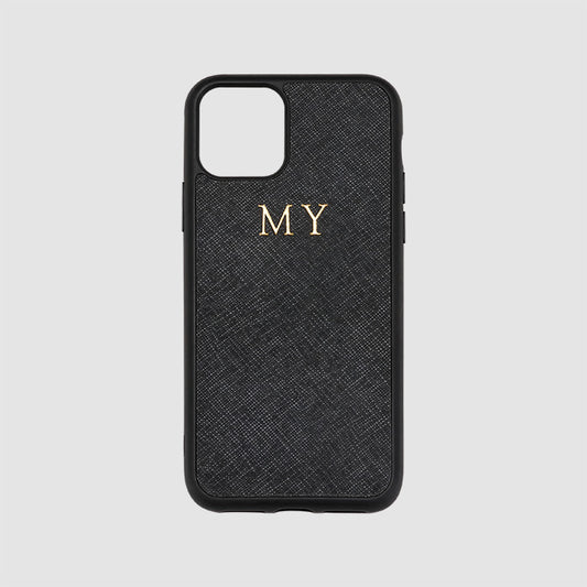 iPhone 11 Pro Black Saffiano Leather Case_2