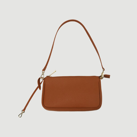 Small Caramel Saffiano Leather Shoulder Bag_1