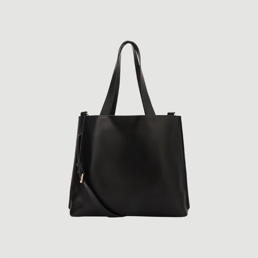 Black Smooth Leather Everyday Tote_4