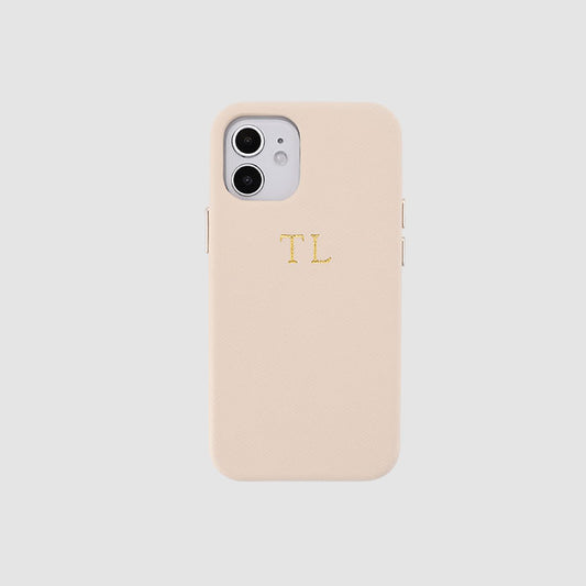 iPhone 12 Mini Pale Pink Saffiano Leather Wrap Case_2