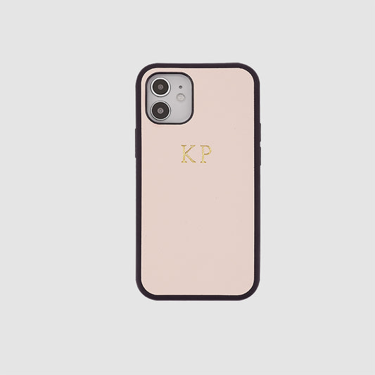 iPhone 12 Mini Pale Pink Saffiano Leather Case_2