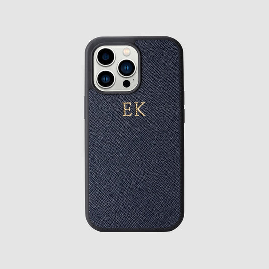 iPhone 13 Pro Ink Navy Saffiano Leather Case_2