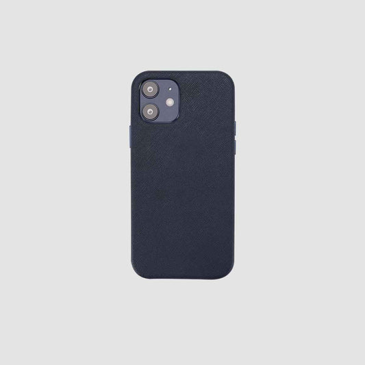 iPhone 12 / iPhone 12 Pro Ink Navy Saffiano Leather Wrap Case_1
