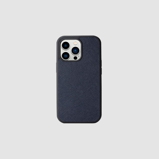 iPhone 13 Pro Ink Navy Saffiano Leather Case_1