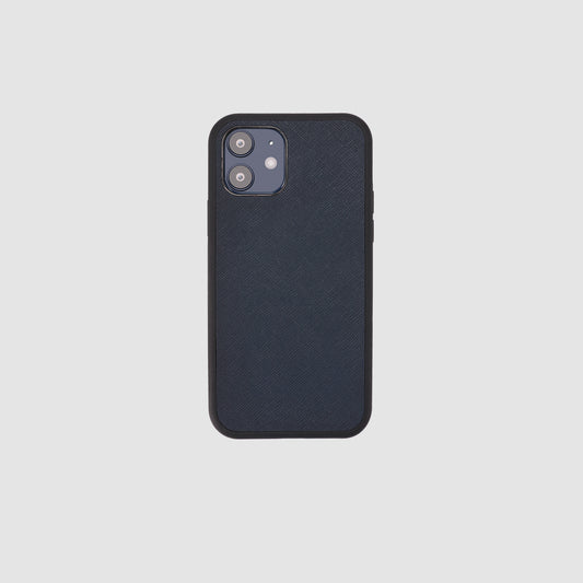 iPhone 12 Mini Ink Navy Saffiano Leather Case_1