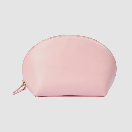 Isla Large Round Cosmetic Case Nappa Leather  Chalk Pink