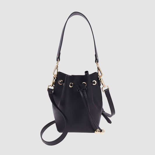 Mini Black Saffiano Leather Bucket Bag_1