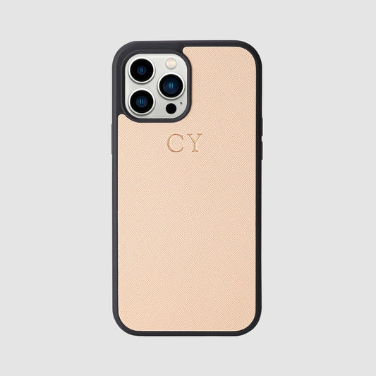 iPhone 13 Pro Max Pale Pink Saffiano Leather Case_2