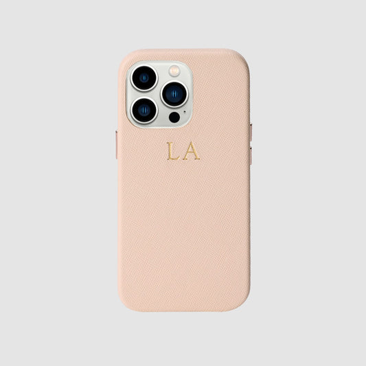 iPhone 13 Pro Pale Pink Saffiano Leather Wrap Case_2